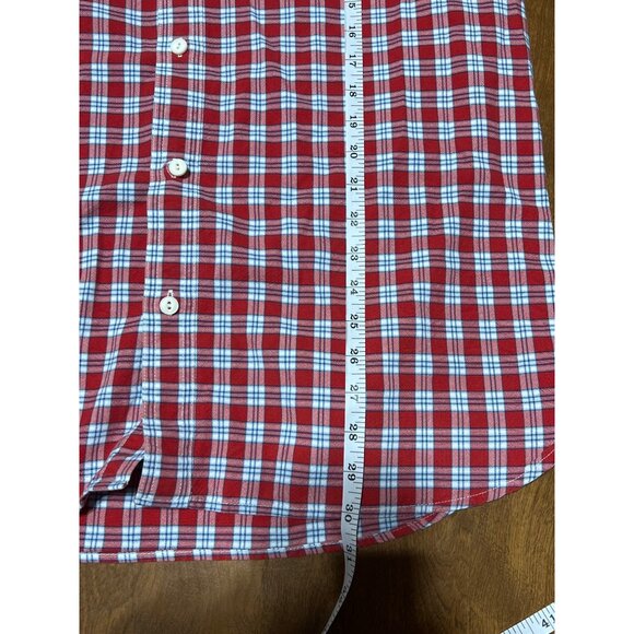 L.L.Bean Plaid Long Sleeve Button Down Shirt Red Blue Pockets Mens Large - Picture 6 of 7
